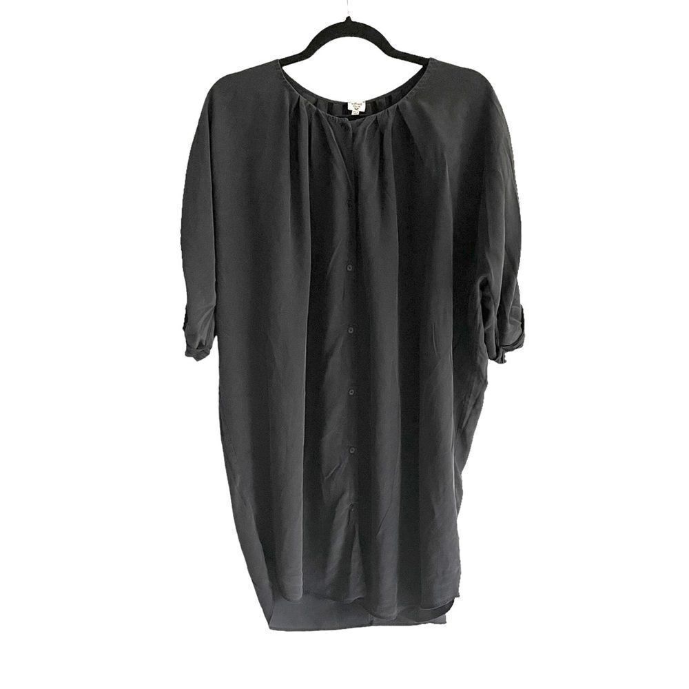 ARITZIA Wilfred Silk Oversized Button Front Midi Dress Black L
